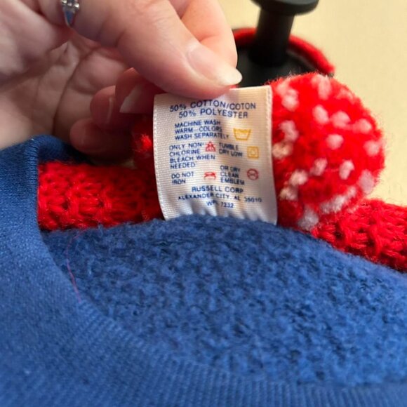 Vintage Jerzees Made In USA Cotton/Polyester Sweater Sweatshirt Blue Butterfly - Picture 6 of 8